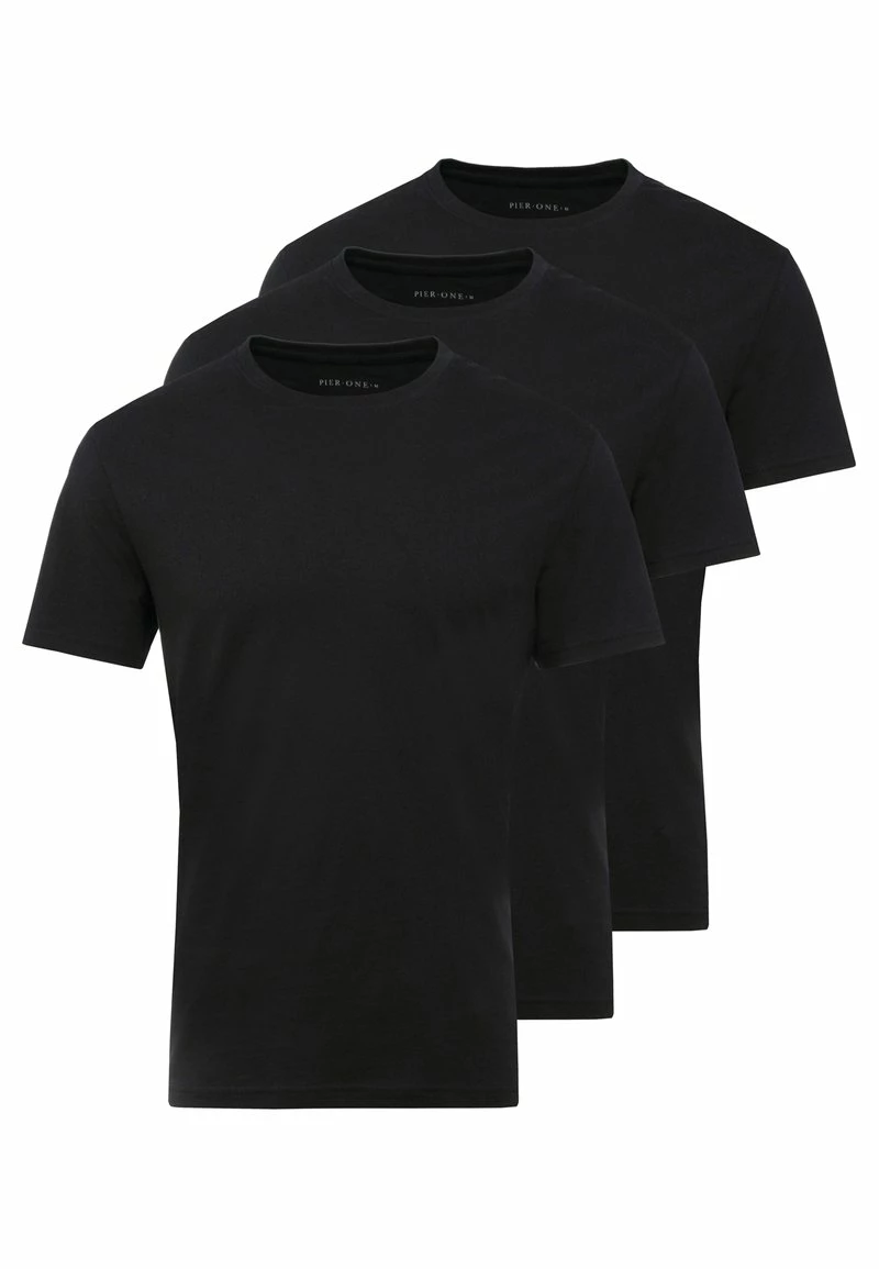 Pier One Hombre 3 PACK - Camiseta Básica - Black - Imagen 4