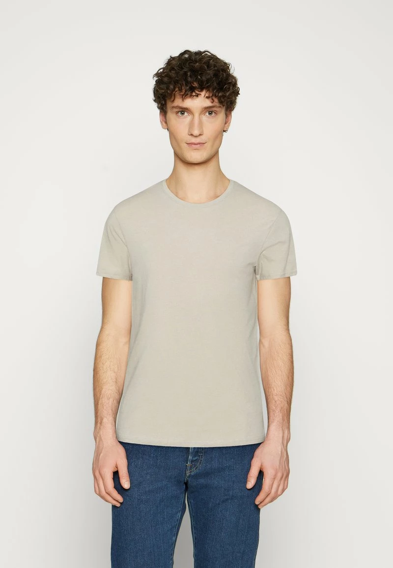 Pier One 3 PACK - Camiseta Básica - Brown/beige/light Blue, Hombre