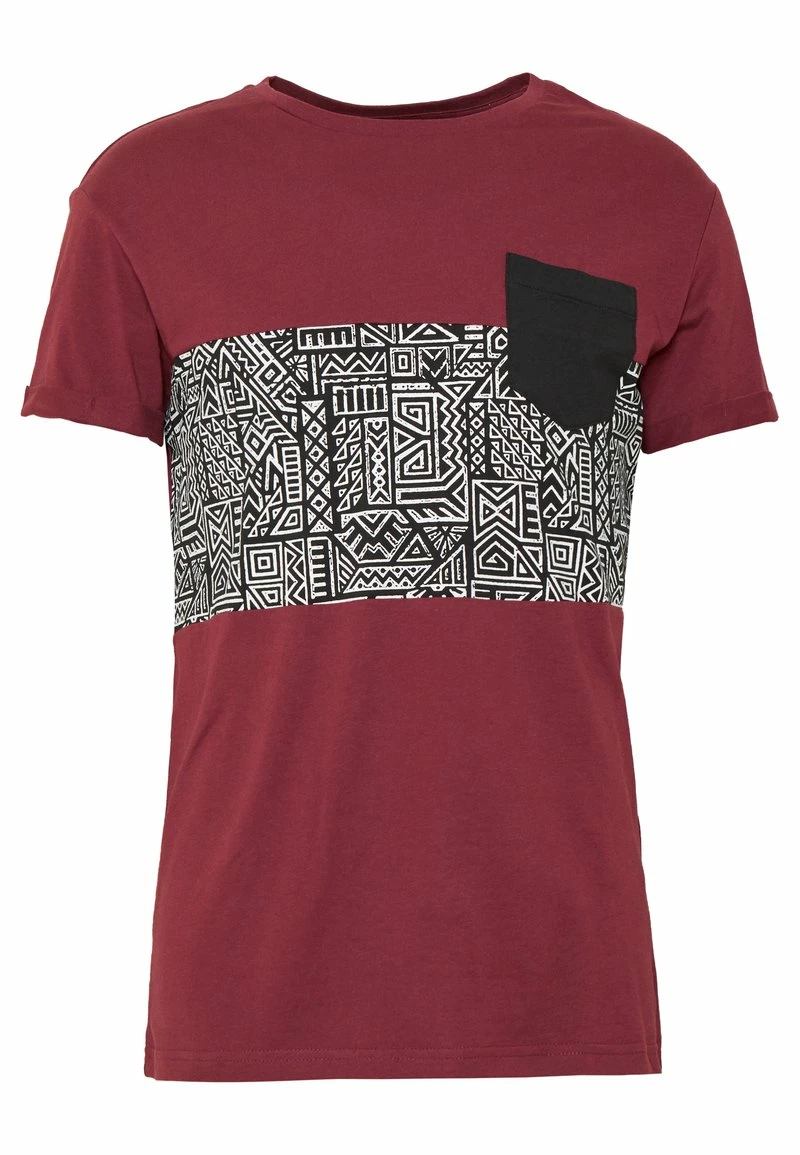 Pier One Hombre Camiseta Estampada - Bordeaux - Imagen 4