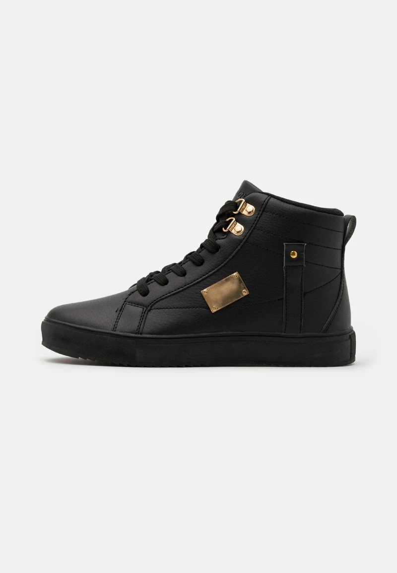 Pier One Unisexo Zapatillas Altas - Black/gold-coloured