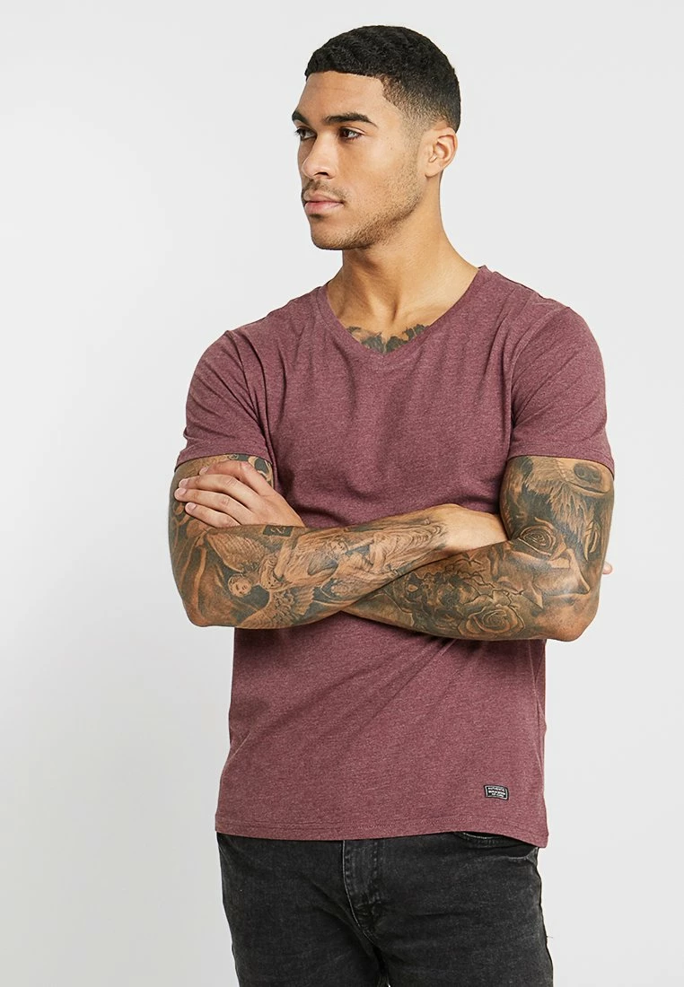 Pier One Camiseta Básica - Mottled Bordeaux, Hombre