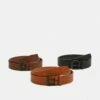 Pier One Unisexo 3 PACK - Cinturón - Black/brown/cognac