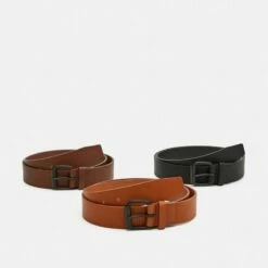Pier One Unisexo 3 PACK - Cinturón - Black/brown/cognac