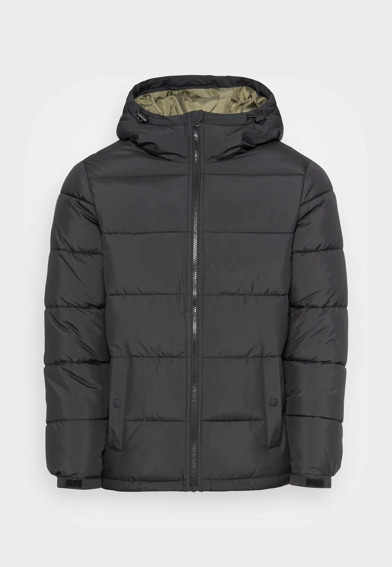 Pier One Hombre BASIC PUFFER JACKET WITH CONTRAST HOOD - Chaqueta De Invierno - Black/olive - Imagen 4
