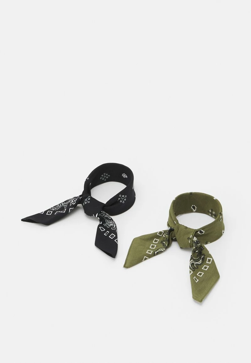 Pier One BANDANA 2 PACK UNISEX - Pañuelo - Black/olive, Unisexo