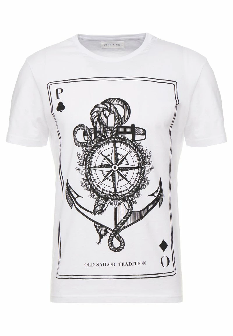 Pier One Hombre Camiseta Estampada - White - Imagen 4
