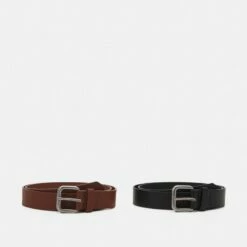 Pier One Unisexo UNISEX 2 PACK - Cinturón - Cognac/black