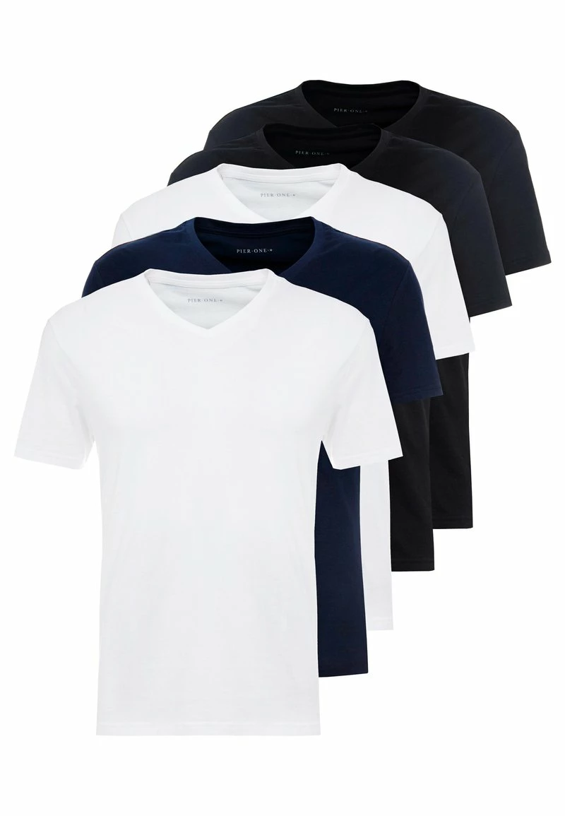 Pier One Hombre 5 PACK - Camiseta Básica - White/blue/black - Imagen 5