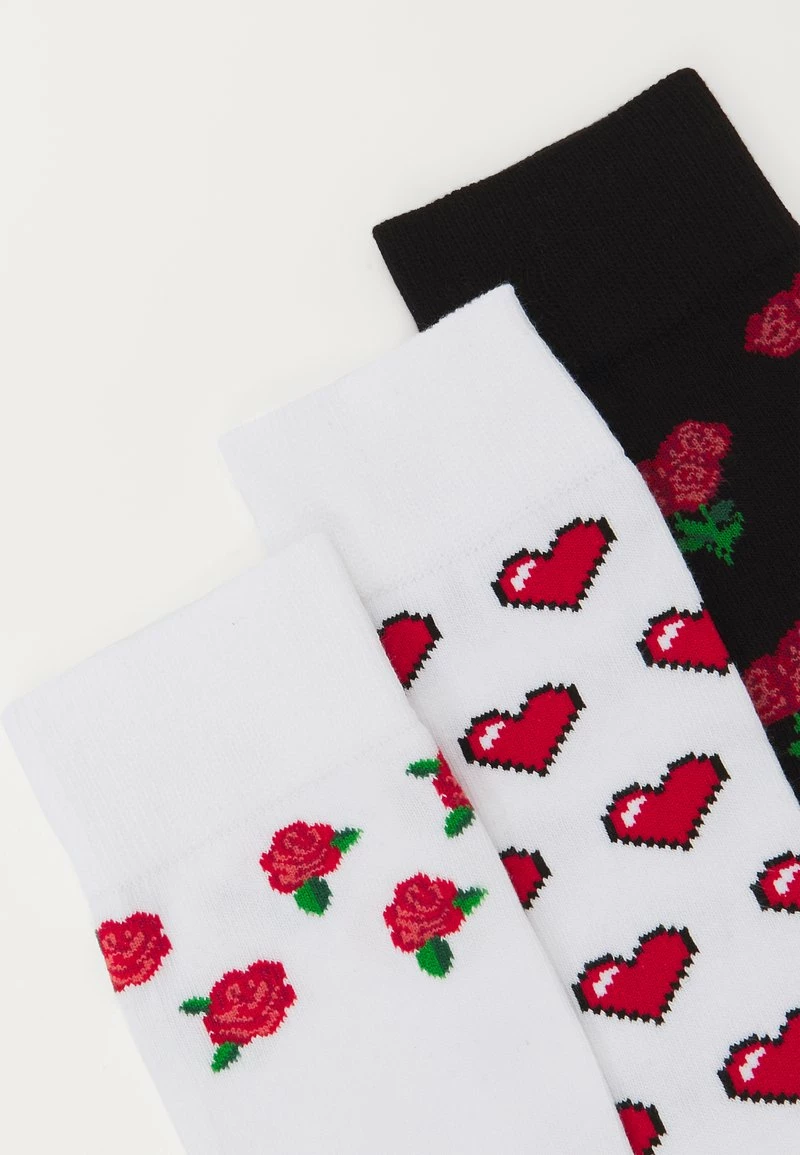 Pier One Hombre VALENTINES SOCK 3 PACK - Calcetines - Black/red/white - Imagen 2