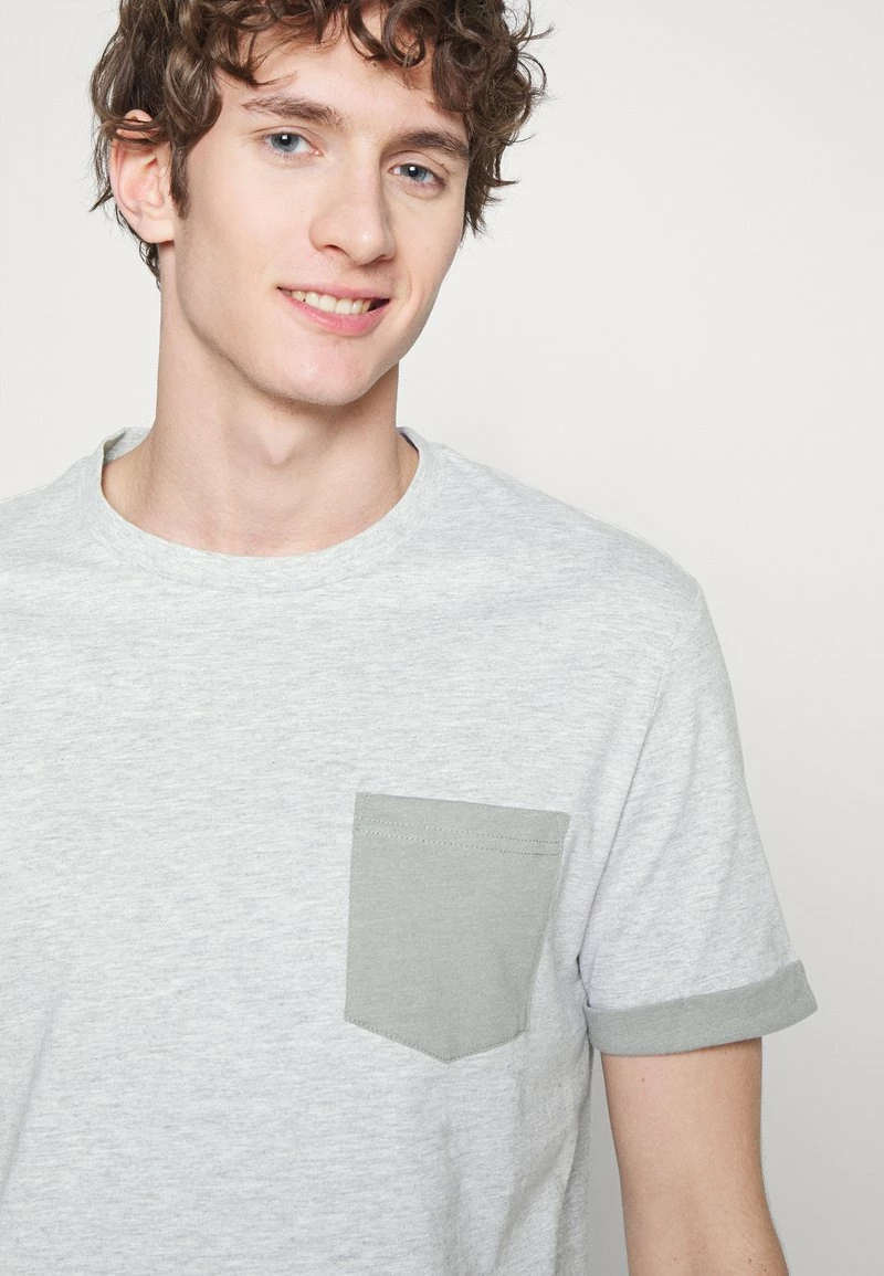 Pier One Hombre Camiseta Básica - Mottled Light Grey - Imagen 5