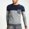 Pier One Jersey De Punto - Mottled Grey/dark Blue, Hombre