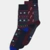 Pier One Hombre XMAS GIFT BOX 3 PACK - Calcetines - Dark Blue/bordeaux/red