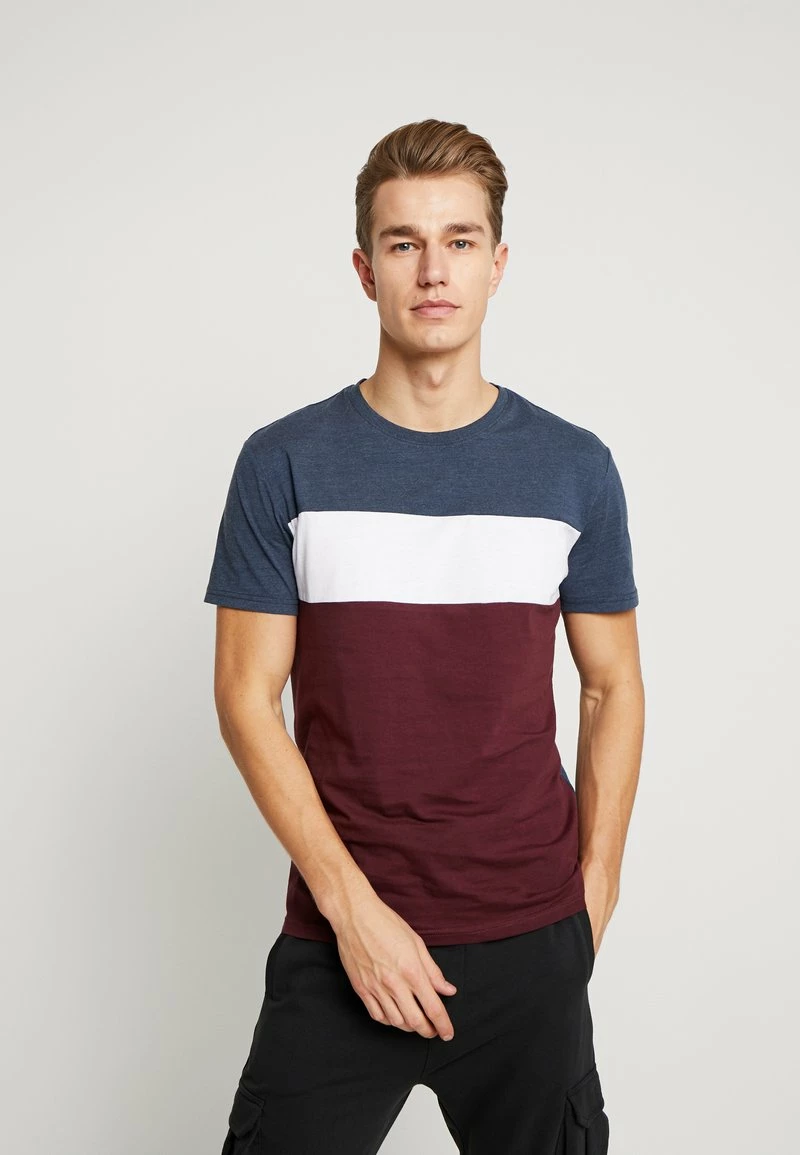 Pier One Hombre Camiseta Estampada - Bordeaux / Dark Blue