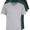 Pier One Hombre 3 PACK - Camiseta Básica - Black, Grey, Green