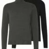 Pier One Hombre 2 PACK - Jersey De Punto - Black/mottled Dark Grey