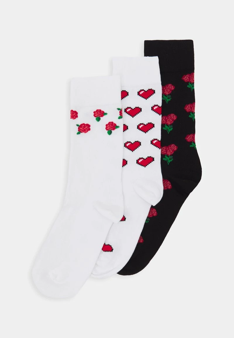 Pier One Hombre VALENTINES SOCK 3 PACK - Calcetines - Black/red/white