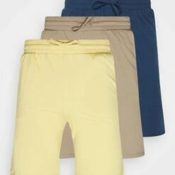 Pier One Hombre 3 PACK - Pantalón De Pijama - Dark Blue/yellow/taupe