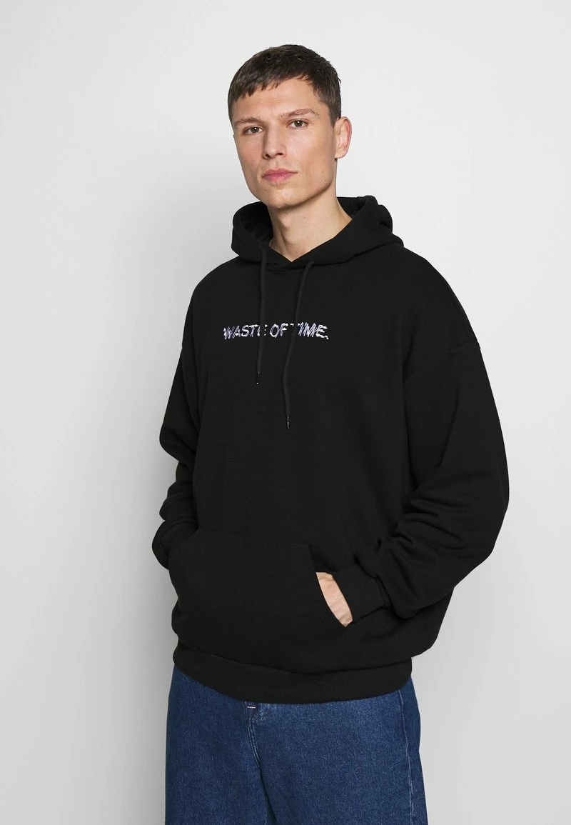 Pier One Hombre WASTE OF TIME HOOD - Jersey Con Capucha - Black