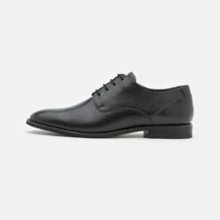 Pier One Hombre LEATHER - Zapatos Con Cordones - Black