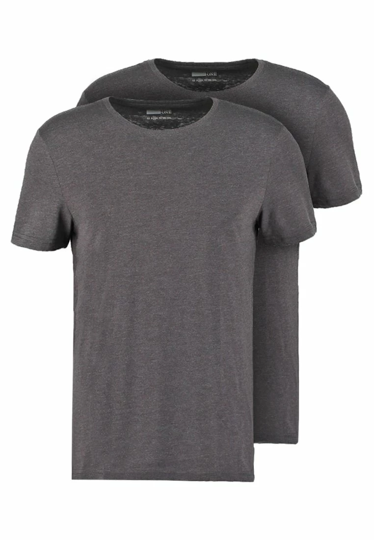 Pier One Hombre 2 PACK - Camiseta Básica - Dark Grey Melange