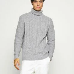 Pier One Hombre NEW CABLE TURTLENECK JUMPER - Jersey De Punto - Light Grey