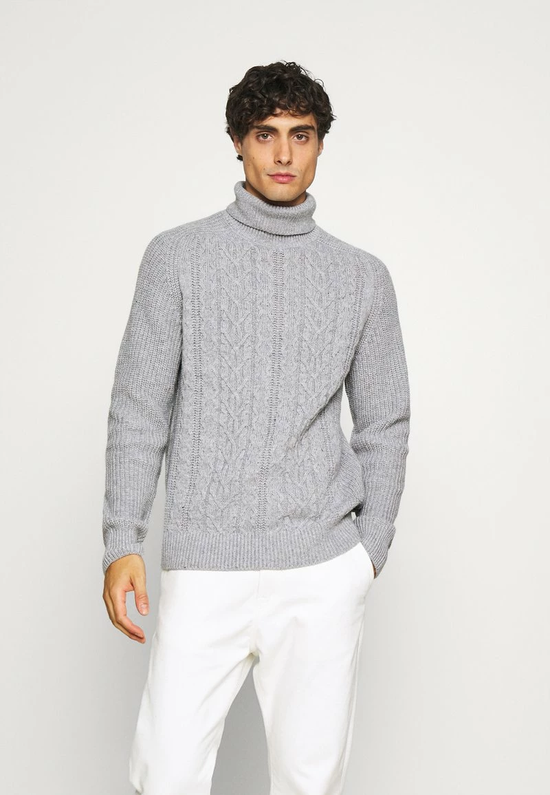Pier One Hombre NEW CABLE TURTLENECK JUMPER - Jersey De Punto - Light Grey