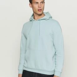 Pier One Hombre PLAIN SKATER HOODY - Jersey Con Capucha - Light Blue