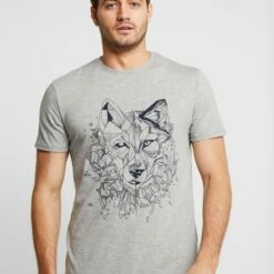 Pier One Hombre Camiseta Estampada - Mottled Grey