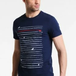 Pier One Camiseta Estampada - Navy, Hombre