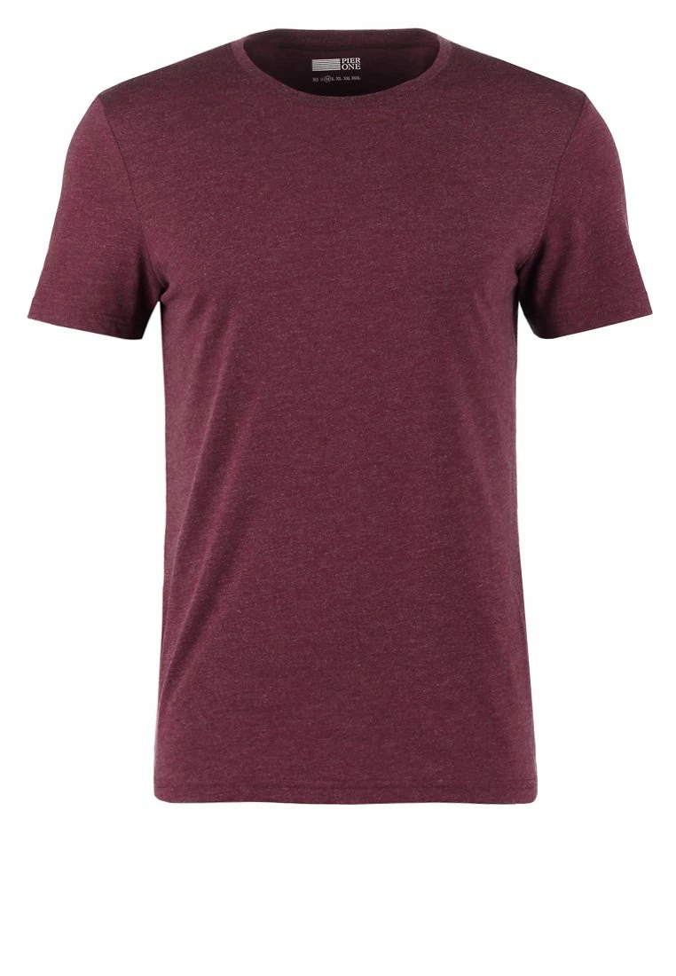 Pier One Hombre Camiseta Básica - Bordeaux Melange - Imagen 5