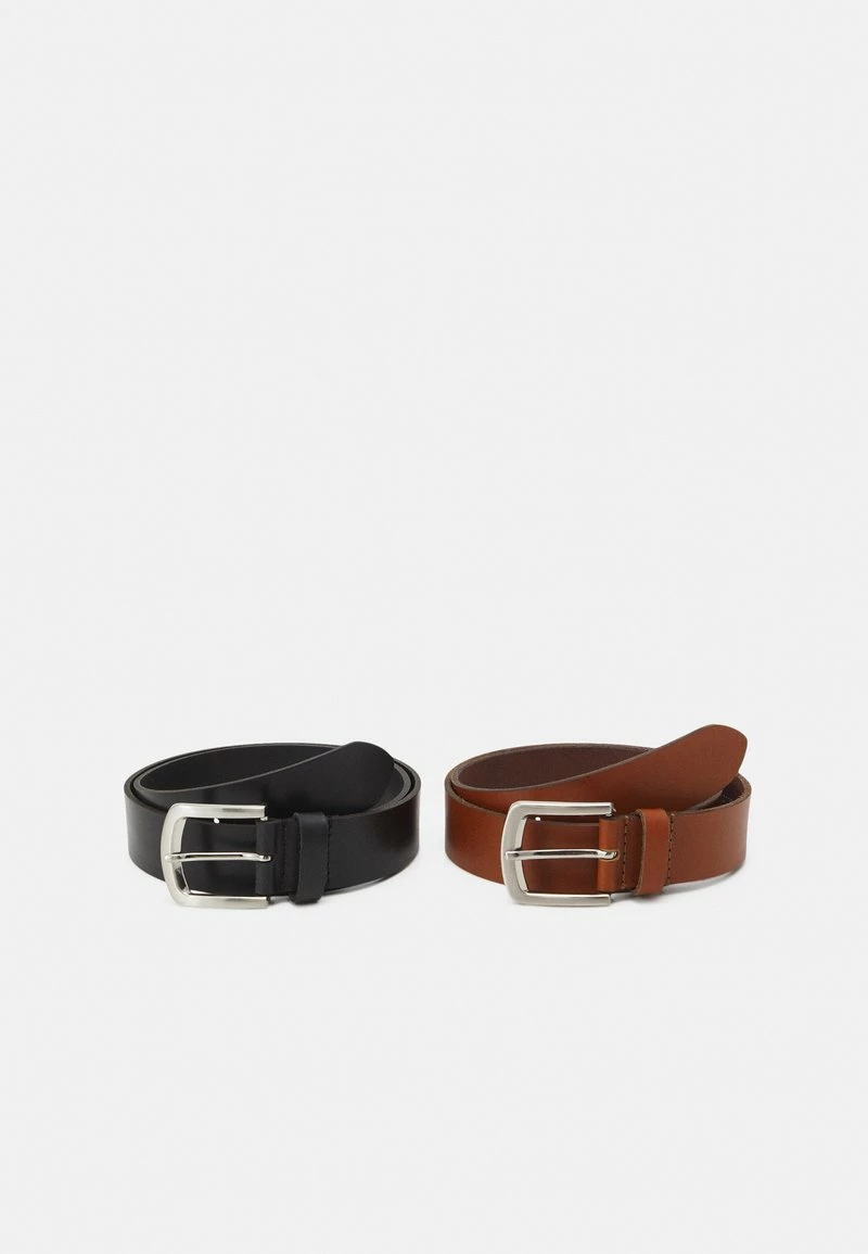 Pier One Hombre LEATHER 2 PACK - Cinturón - Cognac/black