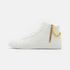Pier One Unisexo UNISEX - Zapatillas Altas - White/gold-coloured