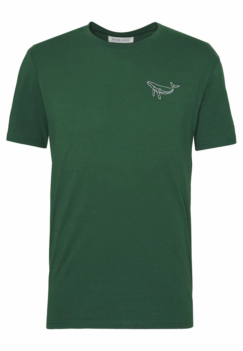 Pier One Hombre Camiseta Estampada - Dark Green - Imagen 4