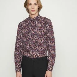 Pier One FESTIVE AOP - Camisa - Black/multi-coloured, Hombre