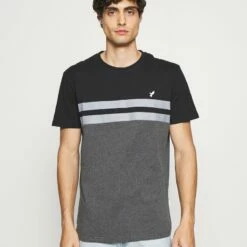 Pier One Hombre Camiseta Estampada - Black/grey