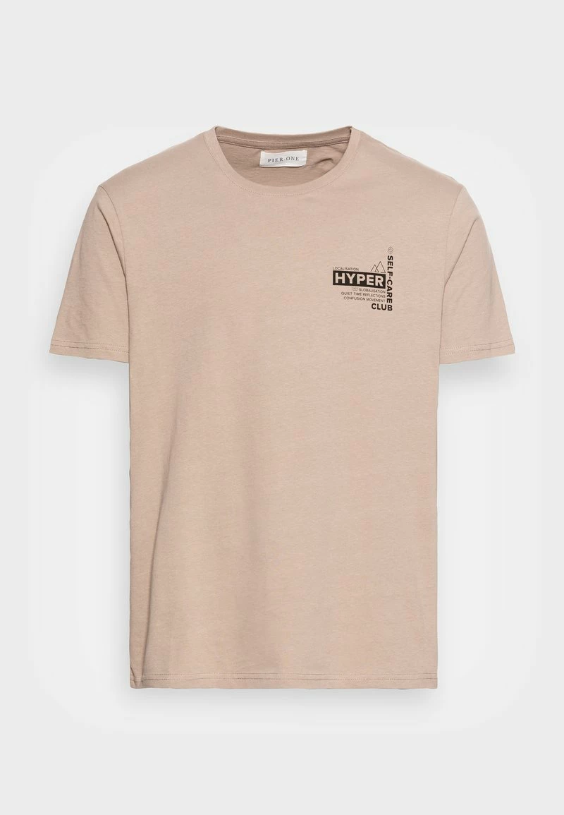 Pier One Hombre Camiseta Estampada - Light Brown - Imagen 4