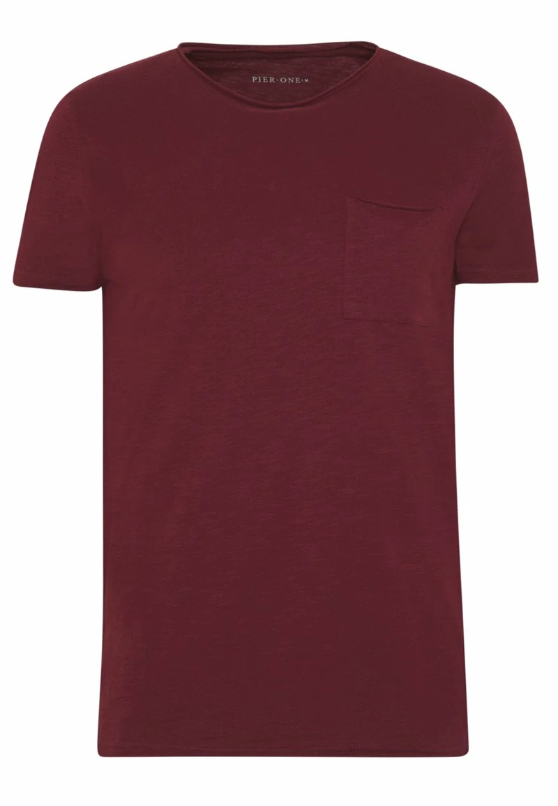 Pier One Hombre Camiseta Básica - Bordeaux - Imagen 4