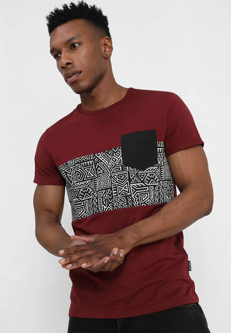 Pier One Hombre Camiseta Estampada - Bordeaux