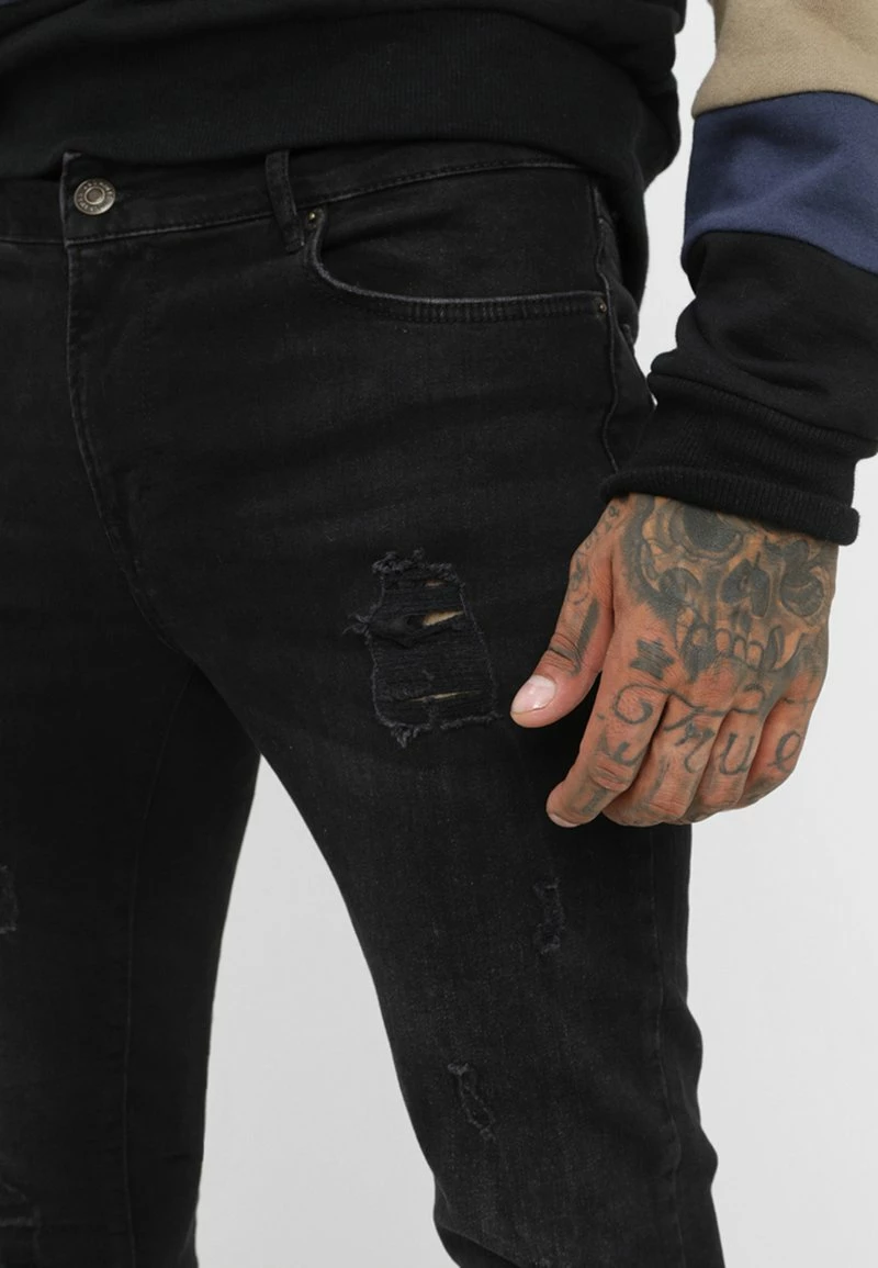 Pier One Vaqueros Pitillo - Black Denim, Hombre - Imagen 4