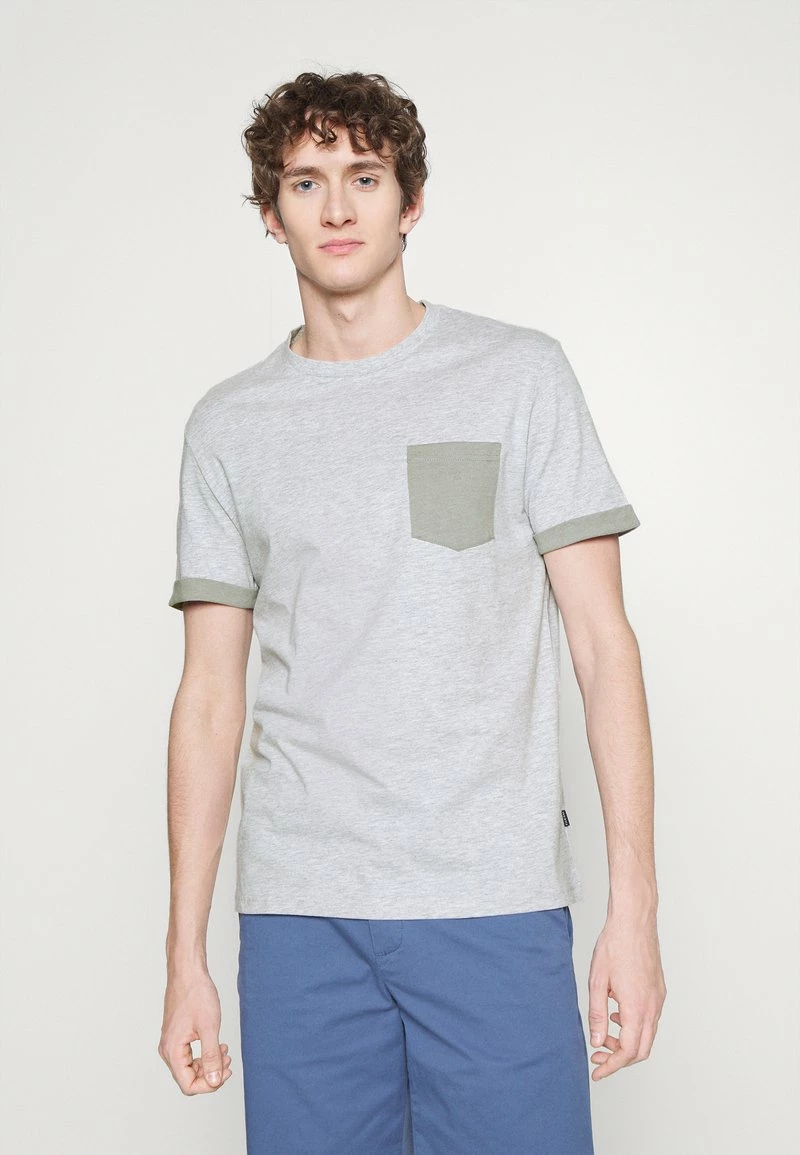 Pier One Hombre Camiseta Básica - Mottled Light Grey