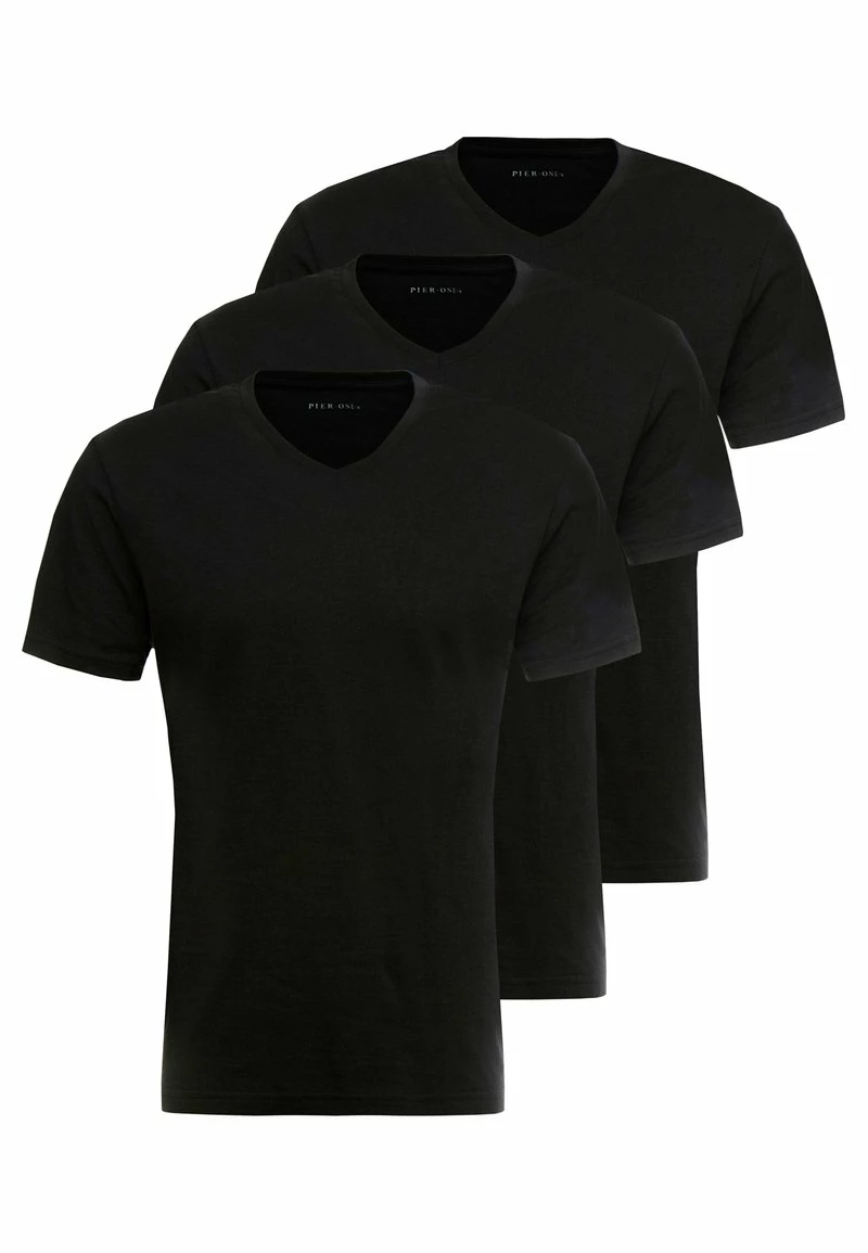 Pier One Hombre 3 PACK - Camiseta Básica - Black - Imagen 4