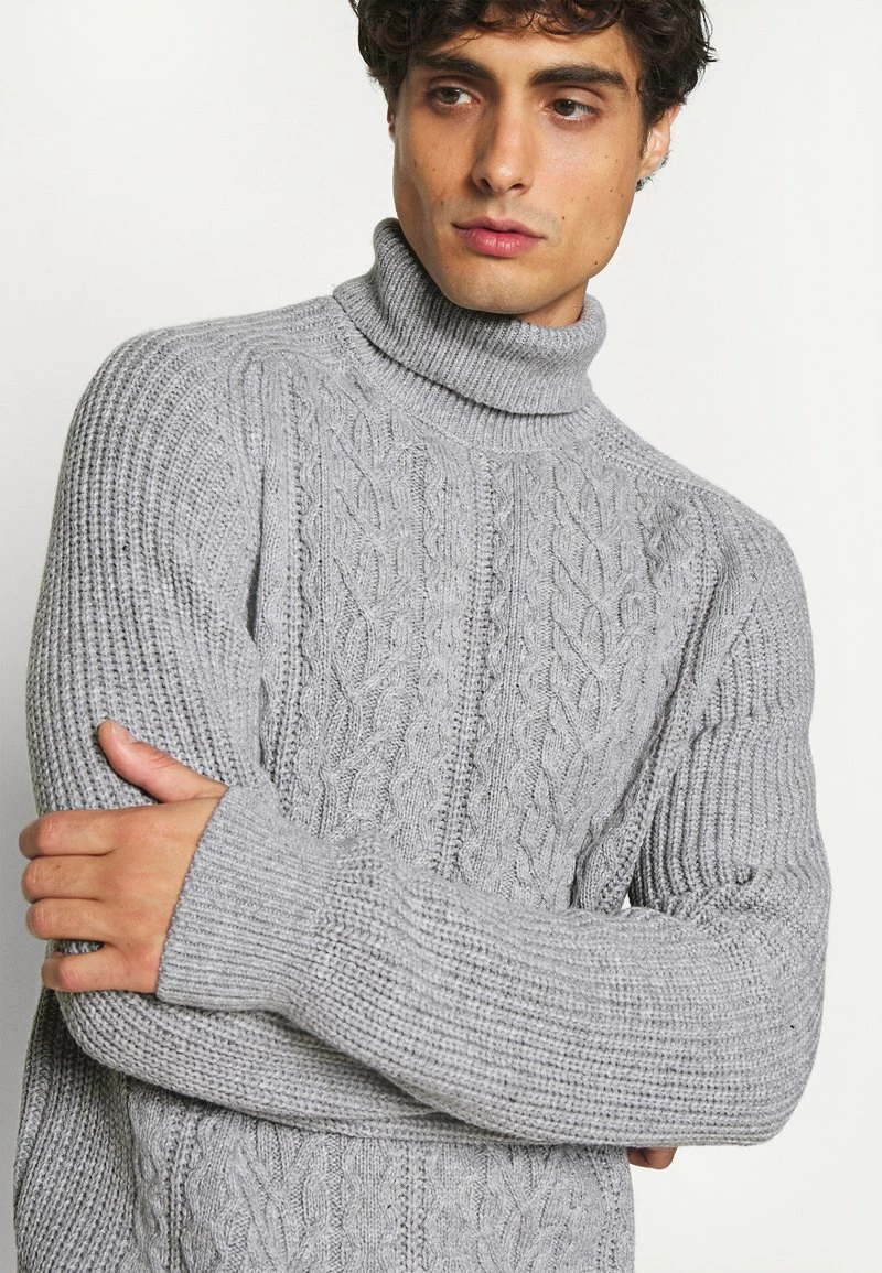 Pier One Hombre NEW CABLE TURTLENECK JUMPER - Jersey De Punto - Light Grey - Imagen 4