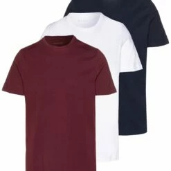 Pier One Hombre 3 PACK - Camiseta Básica - White/dark Blue/red