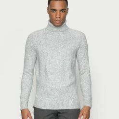 Pier One Hombre ESSENTIAL WINTER TURTLENECK / 512 - MOTTLED BLUE - Jersey De Punto - Mottled Light Grey