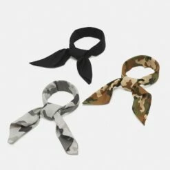Pier One Unisexo BANDANA UNISEX 3 PACK - Pañuelo - Black/grey/olive