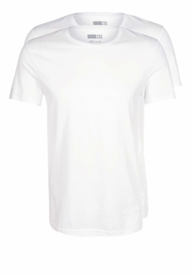 Pier One Hombre 2 PACK - Camiseta Básica - White