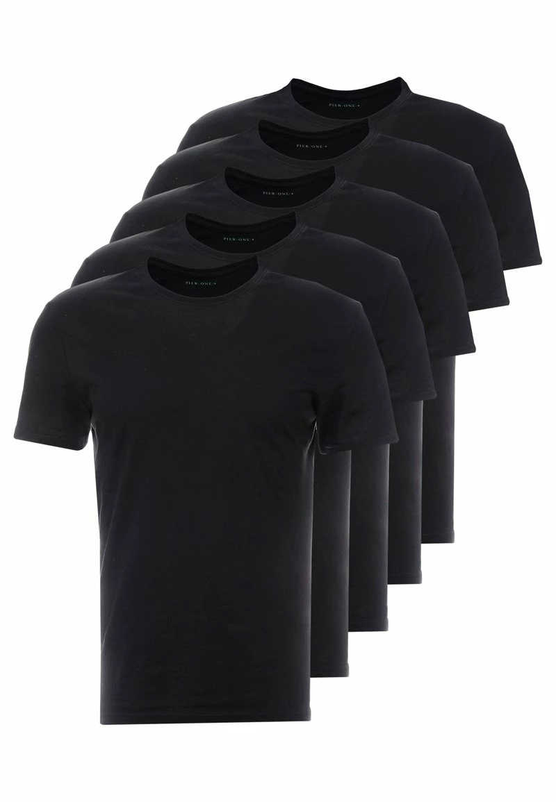 Pier One Hombre 5 PACK - Camiseta Básica - Black - Imagen 4