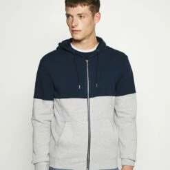 Pier One Hombre Sudadera Con Cremallera - Mottled Grey/dark Blue