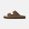 Pier One Unisexo LEATHER UNISEX - Sandalias Planas - Stone