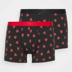 Pier One Hombre VALENTINE'S HEARTS BOXERS 2PACK - Culotte - Black/red